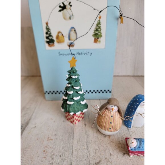 Jolly follies snowman nativity scene religious Xmas decor set Sandi Gore evans - Picture 7 of 10